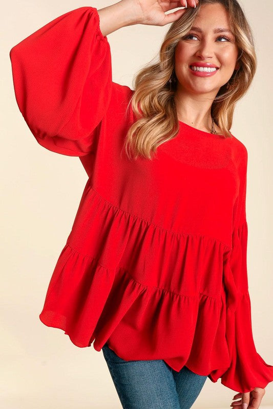 Drop Shoulder Babydoll Woven Top