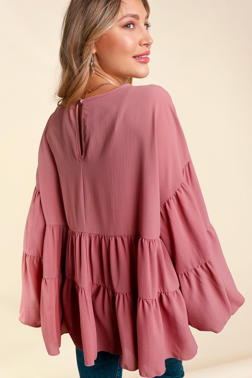 Drop Shoulder Babydoll Woven Top