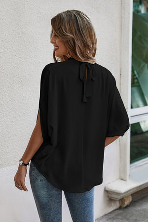 Solid Cape Short Sleeve Top