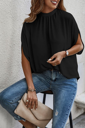 Solid Cape Short Sleeve Top