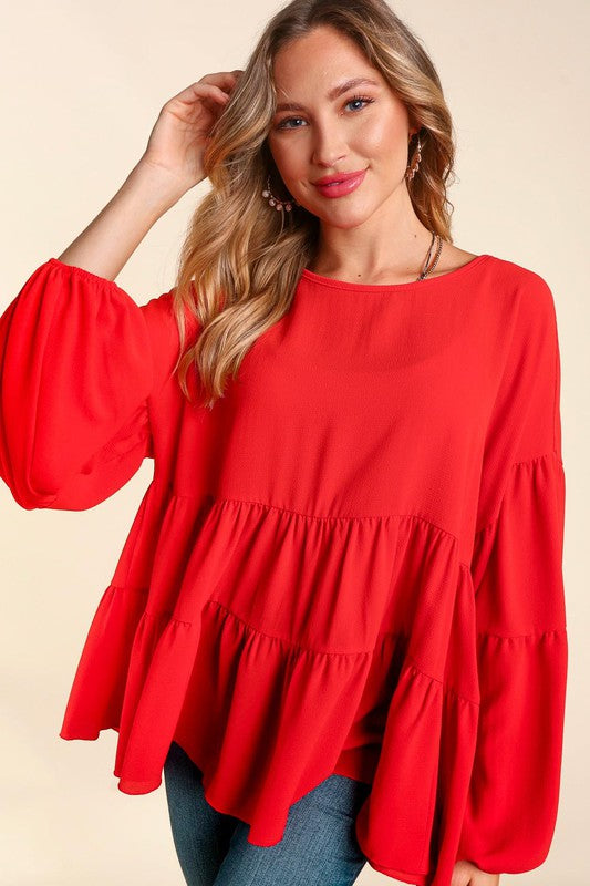 Drop Shoulder Babydoll Woven Top