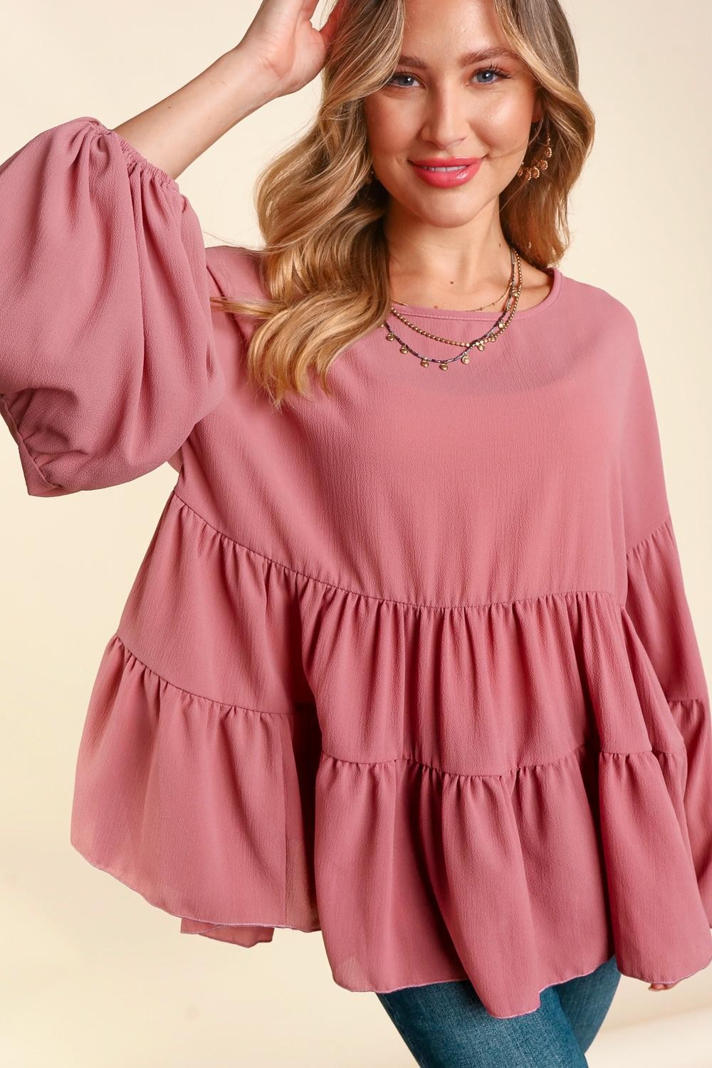 Drop Shoulder Babydoll Woven Top