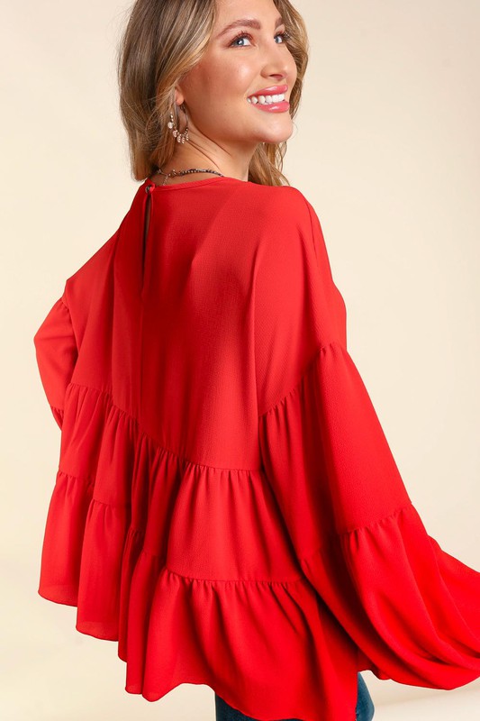 Drop Shoulder Babydoll Woven Top