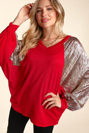 Dolan Slouchy Crinkle Foiled Top