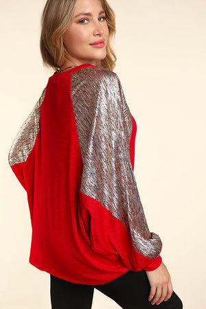 Dolan Slouchy Crinkle Foiled Top