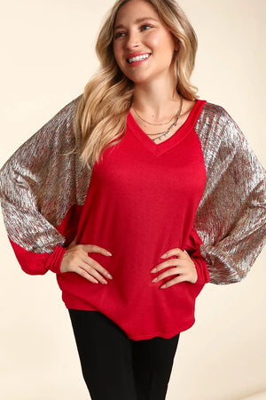 Dolan Slouchy Crinkle Foiled Top