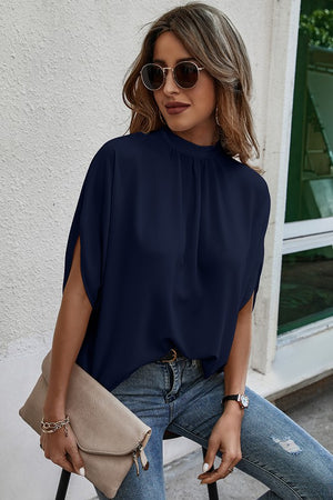 Solid Cape Short Sleeve Top