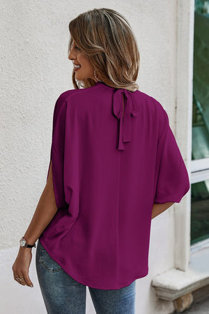 Solid Cape Short Sleeve Top