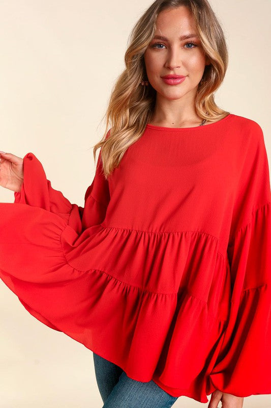 Drop Shoulder Babydoll Woven Top